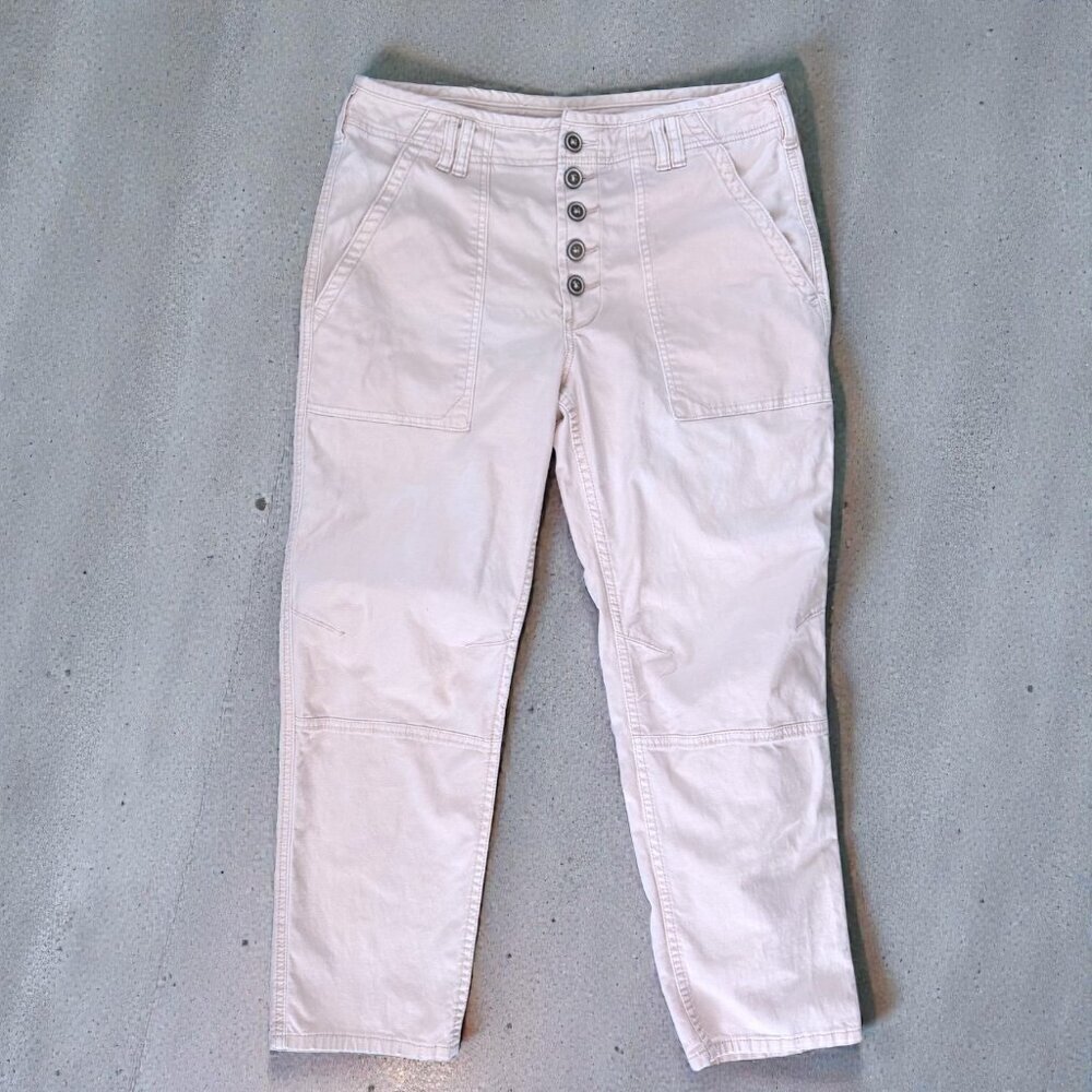 Pilcro Blush Pink Button Fly Utility Pants Soft Minimal Workwear Spring 31